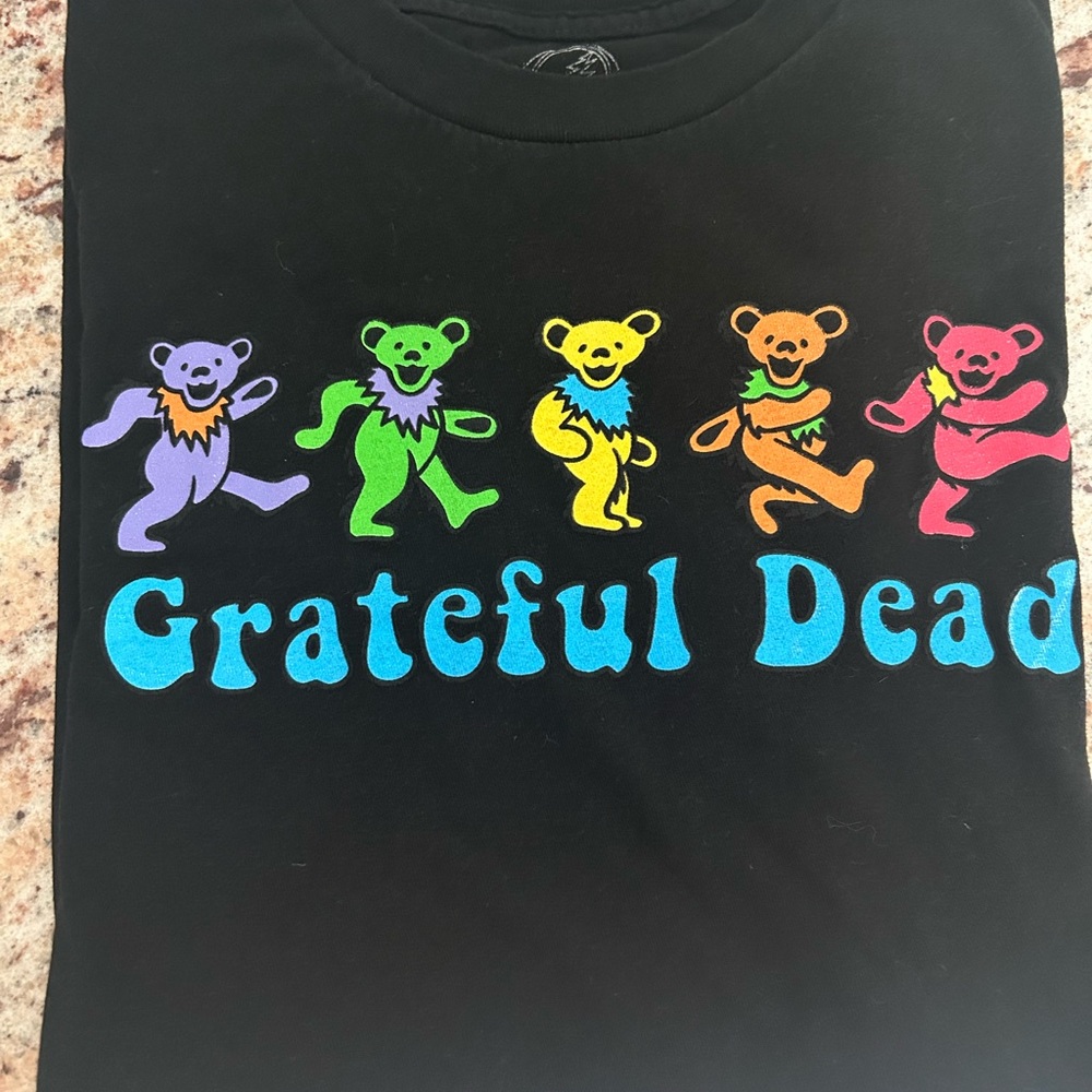 Grateful Dead Women's Black M short sleeve T-Shirt with Rainbow Dancing Bears